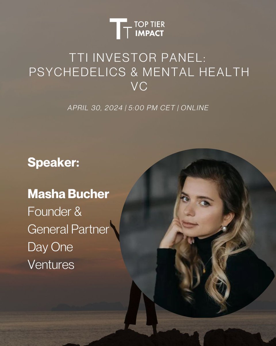 In the next decade, psychedelics will play a big role in treating treatment-resistant mental health disorders. Today, our founder and GP @mashadrokova will speak on Top Tier Impact’s panel on the state of psychedelics and mental health investing