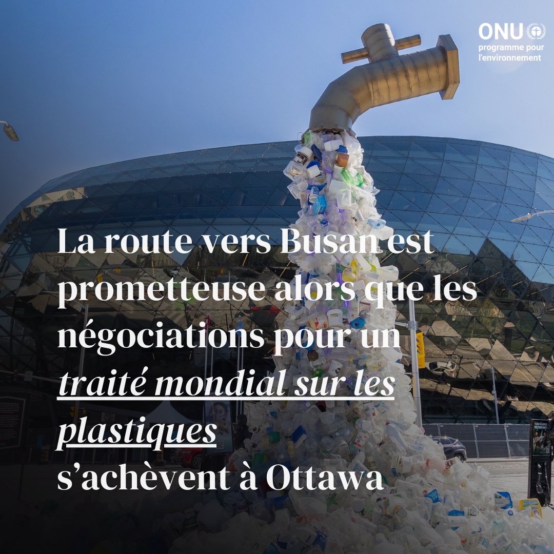 La session #CIN4 à Ottawa s'est achevée, traçant une voie claire vers un ambitieux #TraitéPlastiques. Des progrès ont été réalisés sur les négociations et les futurs travaux intersessions, le monde avance vers un accord mondial juridiquement contraignant. unep.org/fr/actualites-…