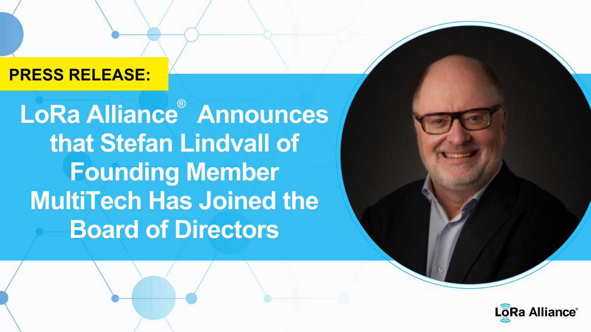 Today, the #LoRaAlliance announced that Stefan Lindvall, CEO of @MultiTechSys, has joined its board of directors. His extensive experience and leadership in the IoT industry make him a valuable addition to the LoRa Alliance board. Read the PR here: hubs.li/Q02vpDXS0