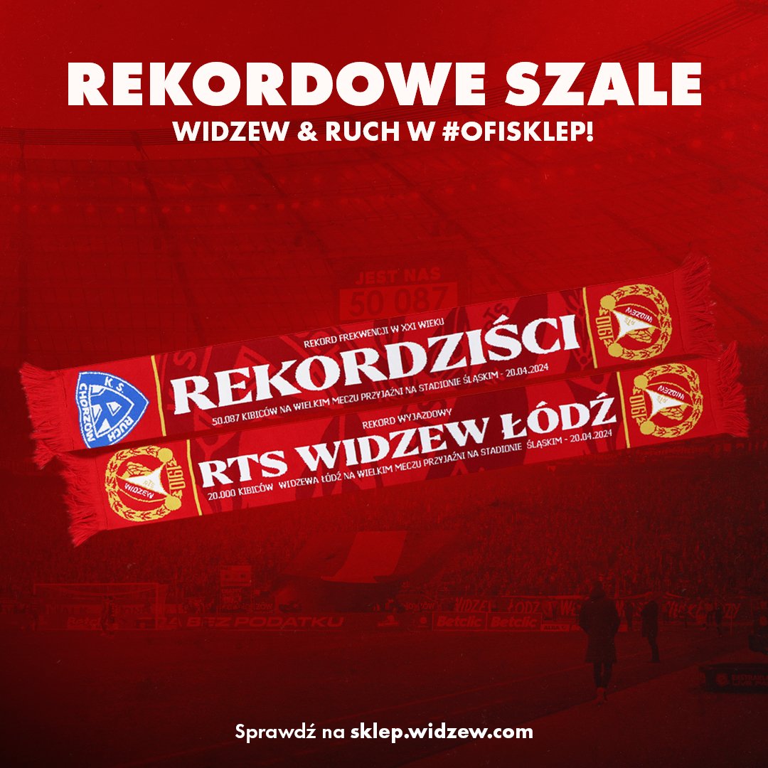 🔙 #MeczPrzyjaźni przeszedł już do historii. Wspieraliście Widzew na Stadionie Śląskim i chcecie mieć pamiątkę z bicia rekordu? 🏟️ Mamy dla Was idealną propozycję - dwustronny szal, który swoimi detalami będzie przypominał o tym wyjątkowym dniu 🤩 KUP TERAZ 👉🏻…