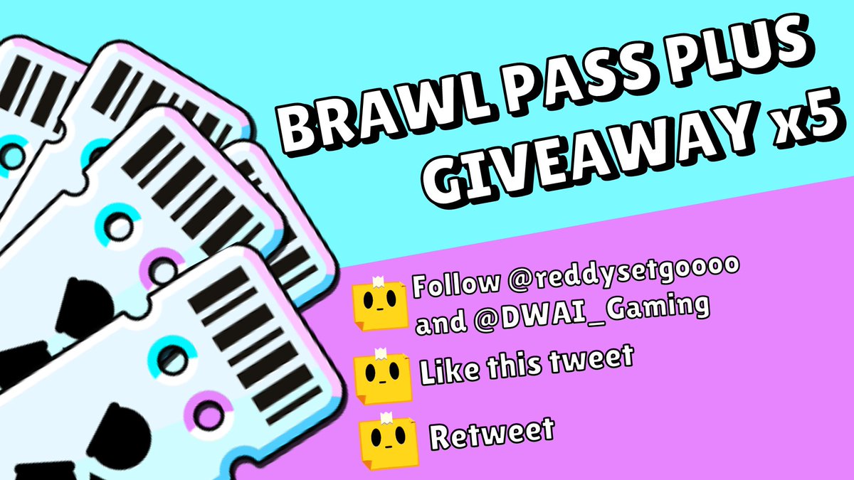 🎁 BRAWL PASS PLUS GIVEAWAY x5 🎁
Winners will receive a Brawl Pass Plus delivered to their account via the Supercell Store.

TO ENTER:
👤 Follow @DWAI_Gaming and @reddysetgoooo 
❤️ Like
🔄 Retweet

Winners drawn on May 14th, GOOD LUCK!!