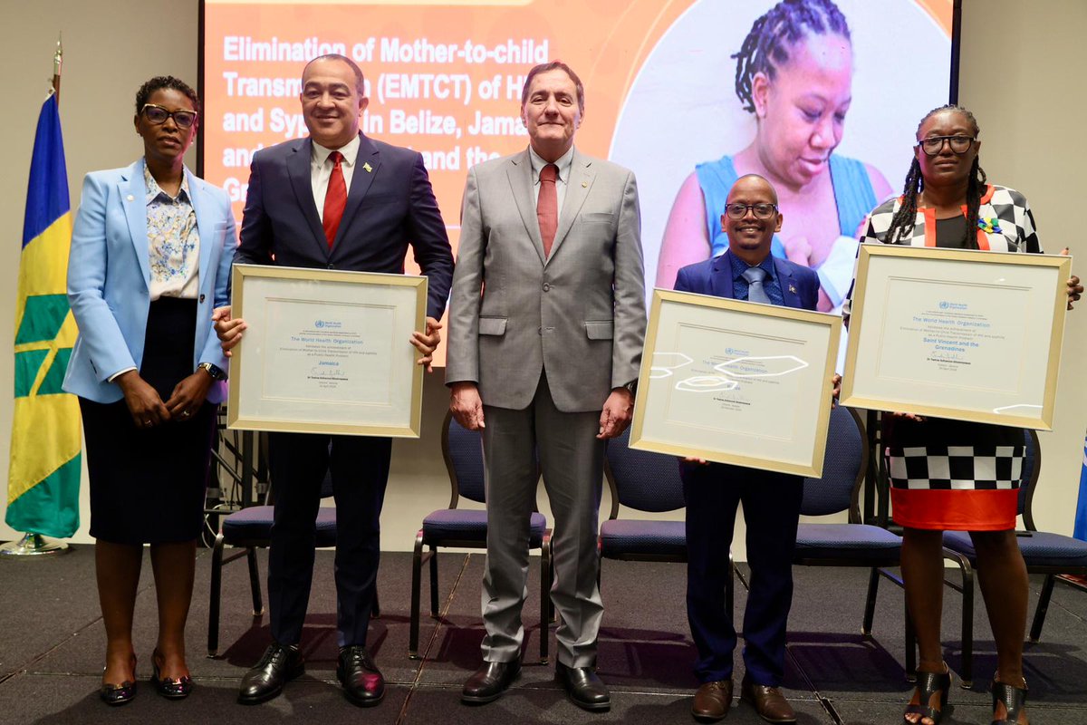 Congratulations to Belize 🇧🇿, Jamaica 🇯🇲 and St. Vincent and the Grenadines🇻🇨 for the elimination of mother-to-child transmission of HIV and Syphilis. This is a testament to years of dedication, hard work, and collaboration among governments, health professionals, and communities