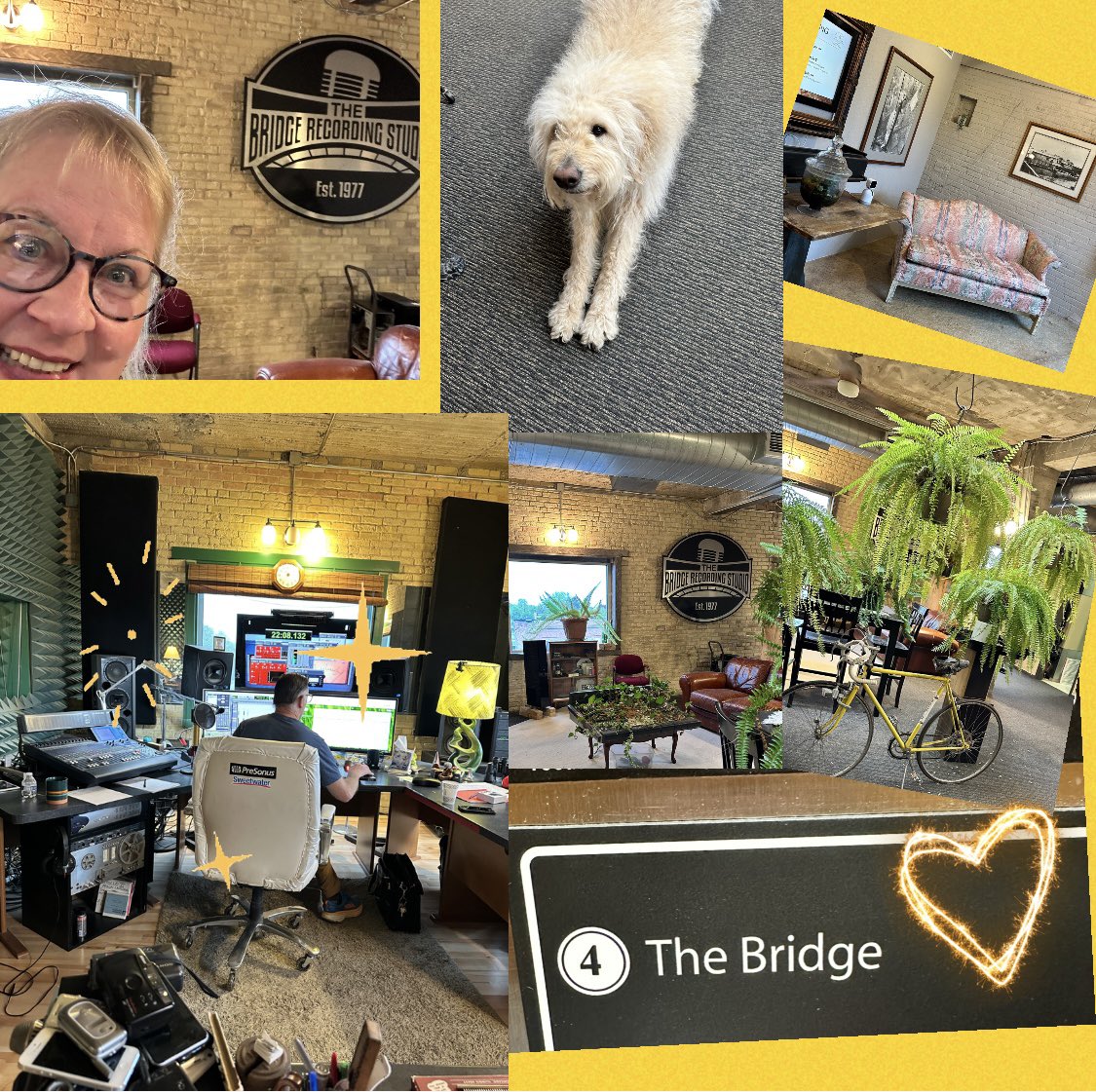 Carl Romey and The Bridge have such a cool recording studio in Green Bay -love doing audio there (and petting Schubert) LakeGirlPublushing.com #recordingstudio #voiceover #beingethelauthor #voiceactor #voicepro