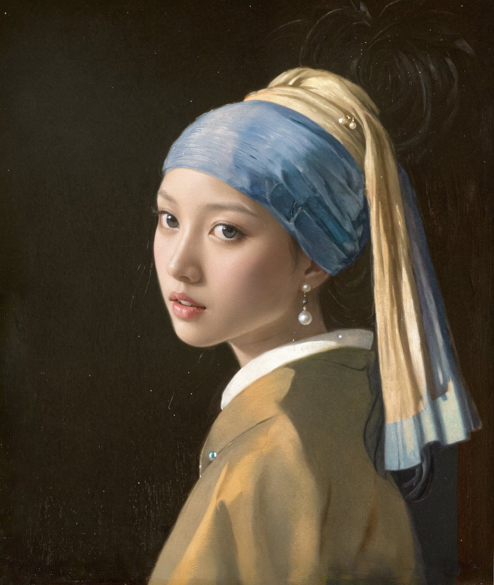 odysseyapp_ai's tweet photo. Girl(s) with the pearl earring. Images transformed with Odyssey Remake https://t.co/Cmi91Z9Jbf
