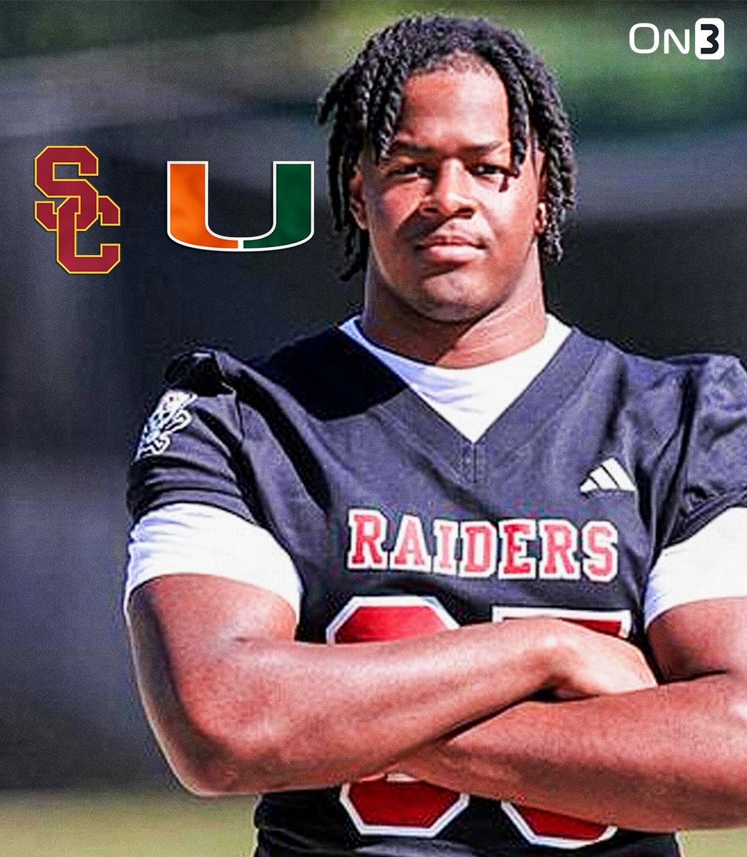 Five-Star Plus+ DL Elijah Griffin tells @ChadSimmons_ he has official visits set to Miami and USC this summer. 2⃣ other programs are locks to get OVs before his decision👀 Read: on3.com/news/no-1-dl-e…
