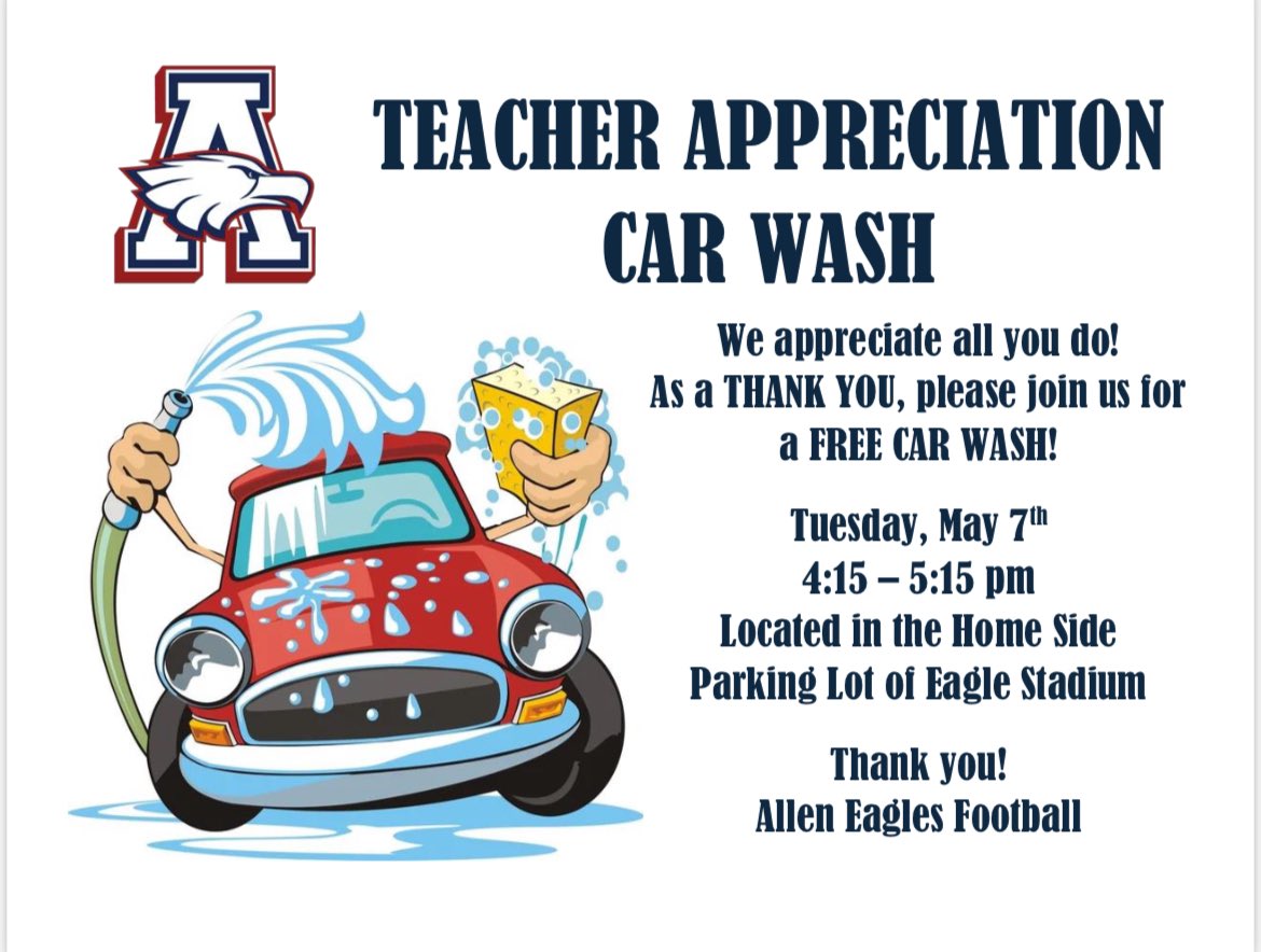 3rd Annual Car Wash‼️ @Allen_ISD Fired up to give back to the best educators in the nation!! #BTB