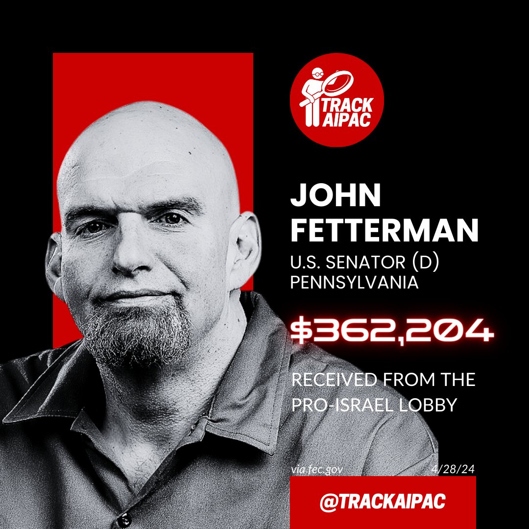 @SenFettermanPA We strongly disagree with John Fetterman's decision to sell out to the Israel lobby and it should be immediately reversed.