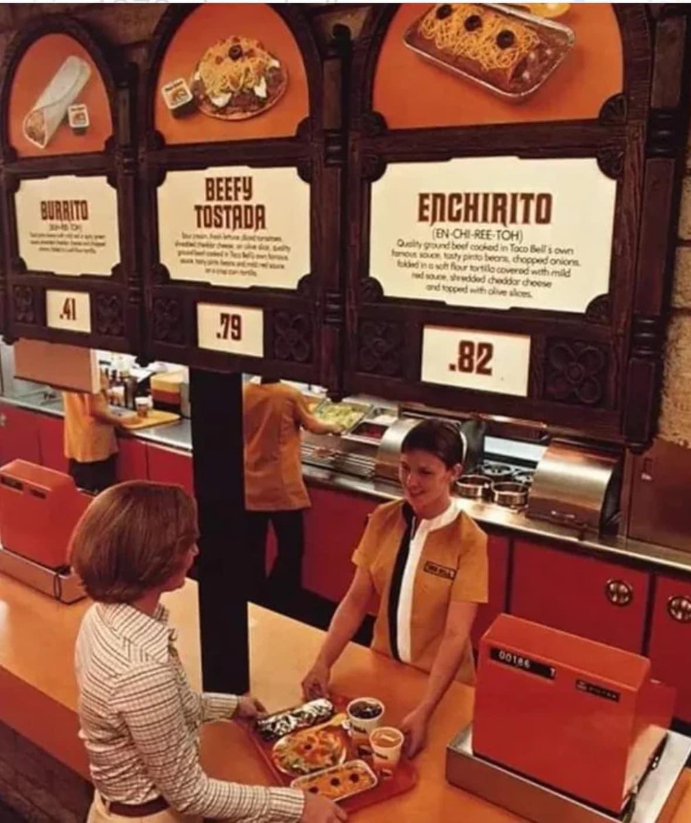 1970s Taco Bell.  Bring back the Enchirito!