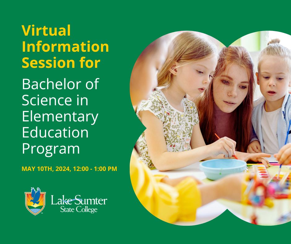 📚 Exciting News for Future Educators! 🍎 Join us for a Virtual Information Session on our Bachelor of Science in Elementary Education Program at Lake-Sumter State College! 

🔗 Register Now: brnw.ch/21wJytr

#Education #ElementaryEducation #LSSC