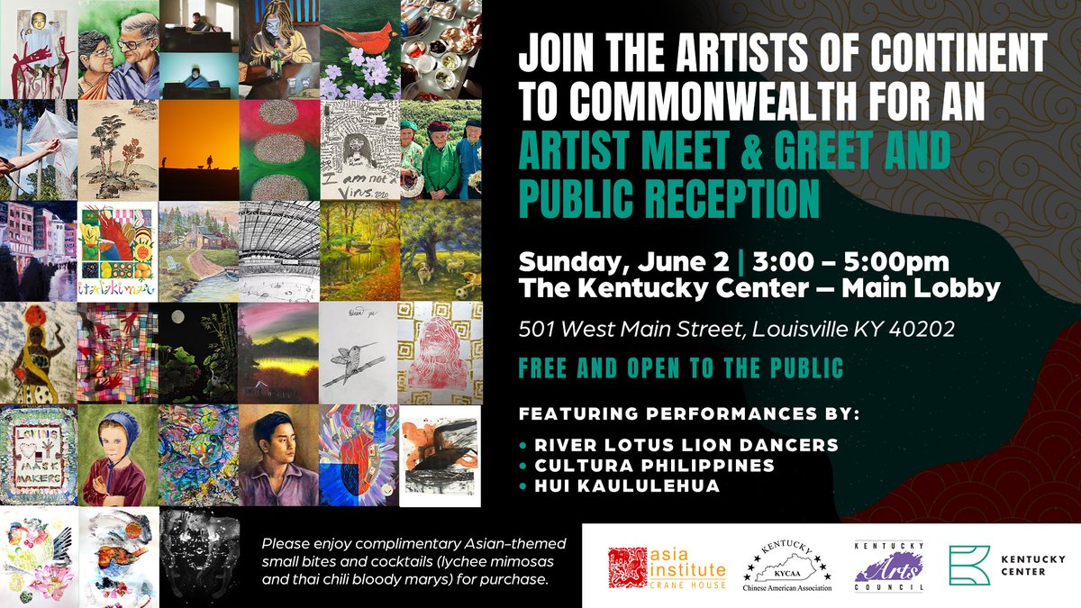 Proud to be hosting @KYArtsCouncil's traveling exhibit “Continent to Commonwealth: Asian/Asian American Kentucky Art,” presented in partnership with @CraneHouse & the Kentucky Chinese American Association. 🎨Join us on June 2 for an artist meet & greet and public reception!