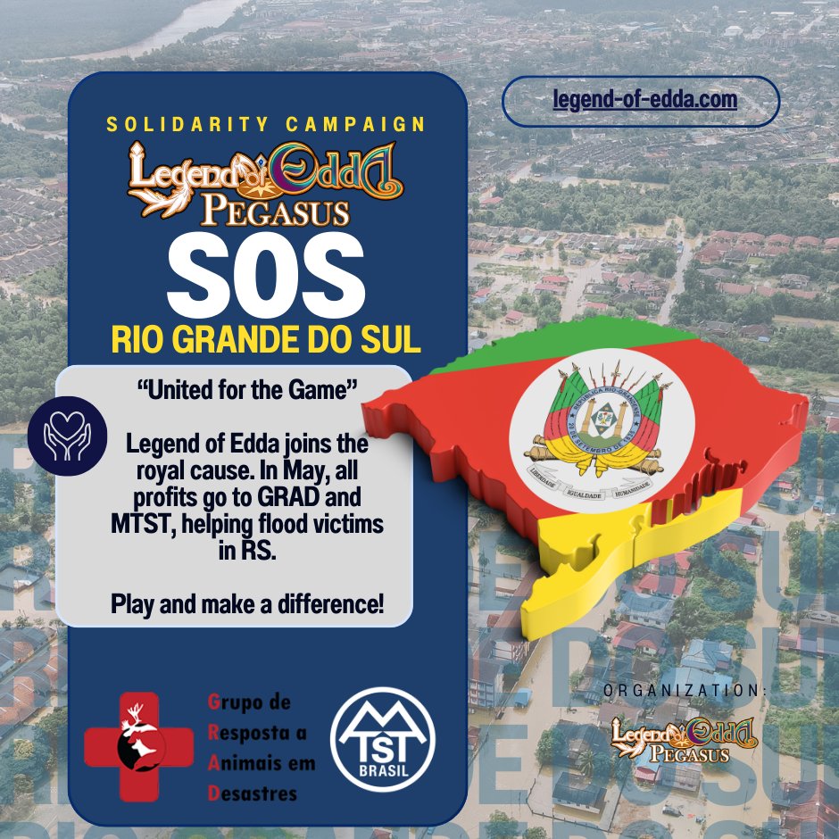 Join us in supporting flood victims in Rio Grande do Sul! Legend of Edda pledges to donate all May profits to GRAD and MTST. Let’s turn virtual gaming into real-world aid. #ForçaRioGrande #SOSRioGrandeDoSul #AjudaRS #SolidariedadeRS #TodosPeloRS #EnchentesRS #ResgateRS #ForçaSul
