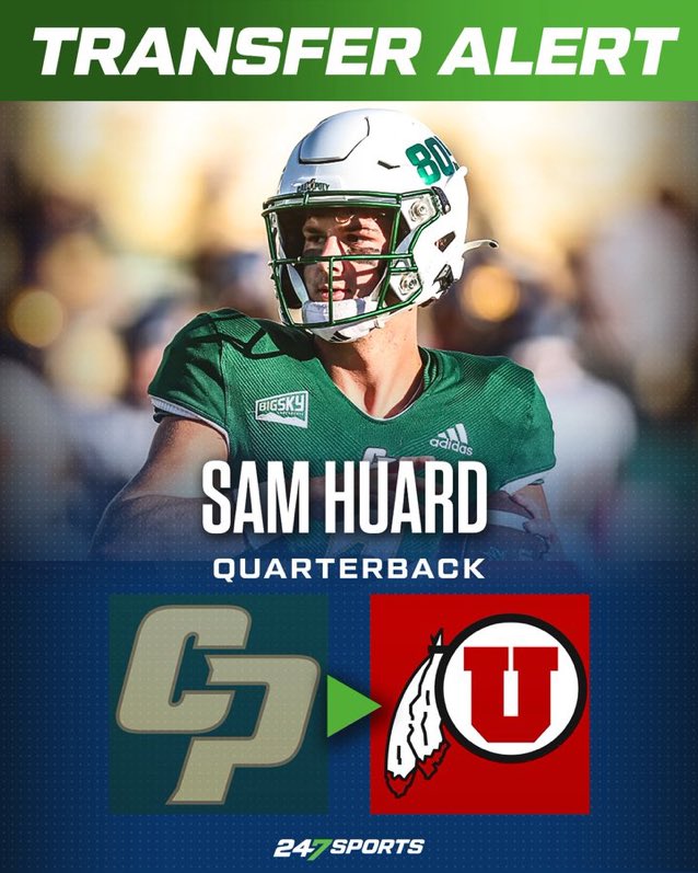 Utah Portal News: 5 Star QB Sam Huard has transferred from Cal Poly to Utah.  He was initially with Washington for two years and was the number 3 overall QB in the 2021 class.  He’s a redshirt junior and has two years of eligibility remaining. #GoUtes