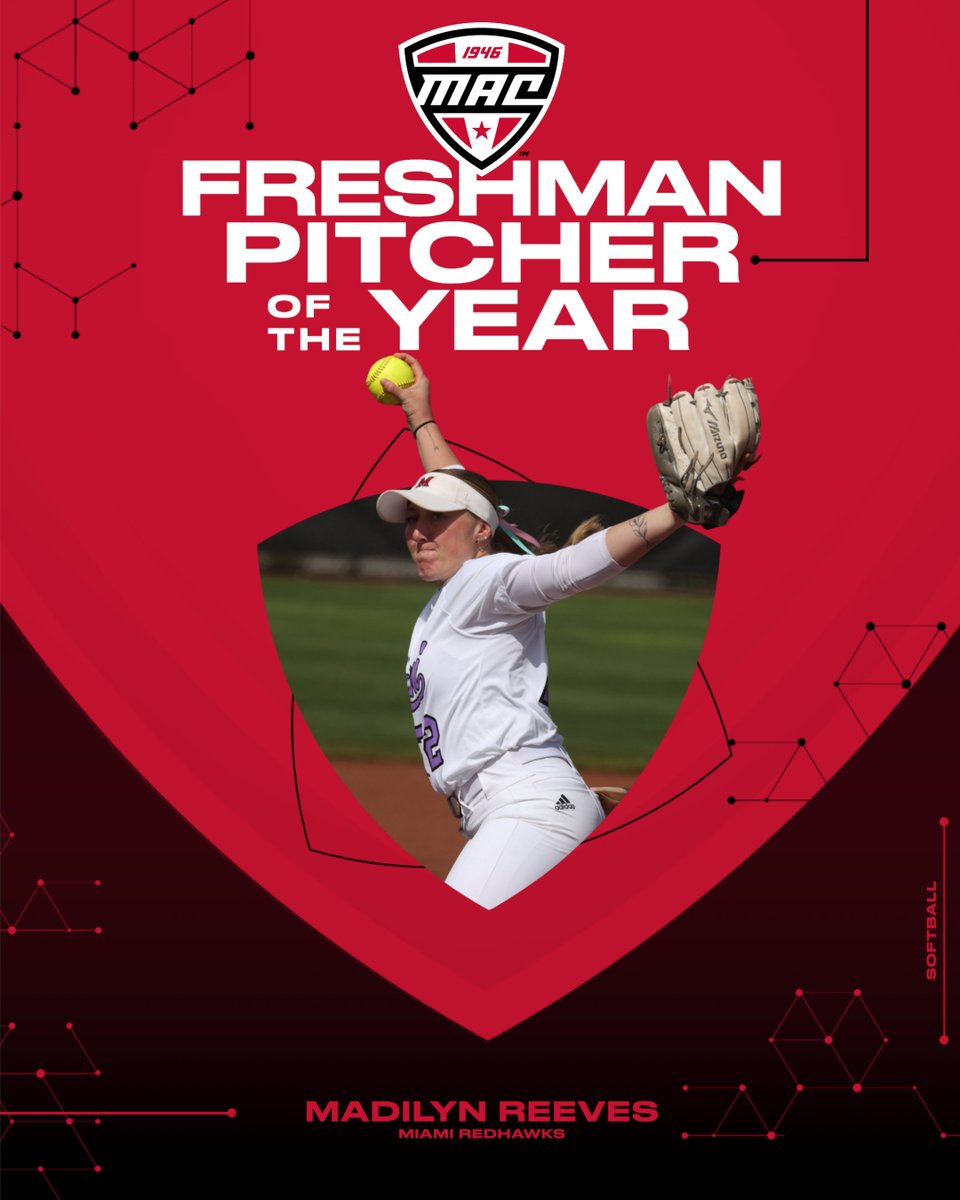 🥎 Freshman Pitcher of the Year 🥎

Miami's Madilyn Reeves has been named 2024 MAC Softball Freshman Pitcher of the Year!

<a href="/MiamiOH_SB/">Miami Softball</a> | #MACtion
