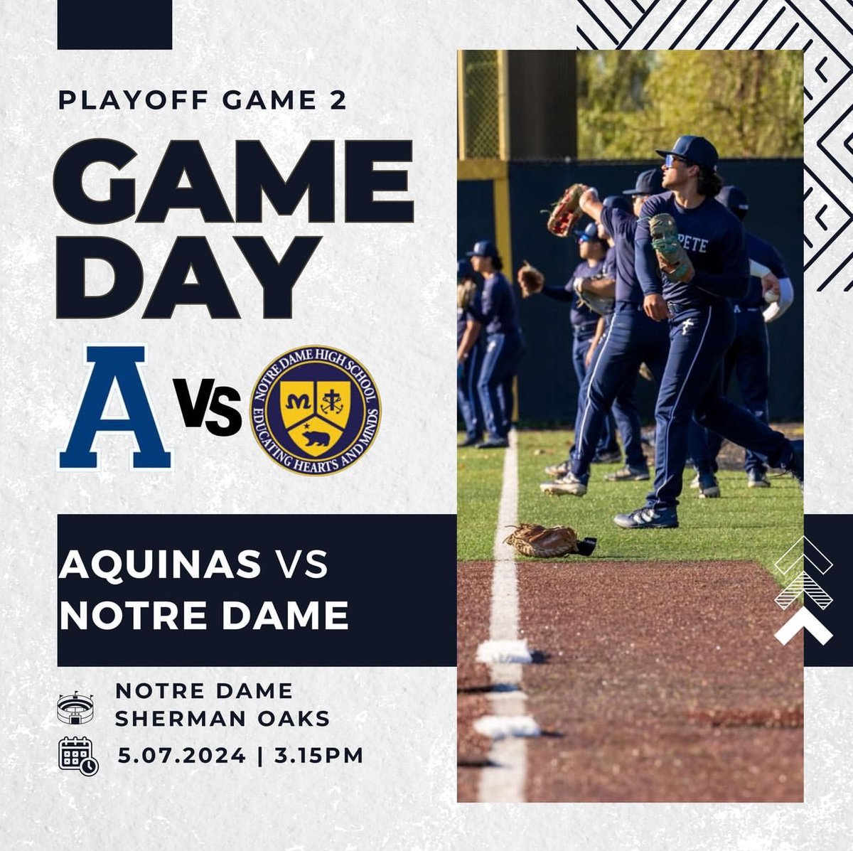 RD2 for the Falcons @AquinasBasebal1 @AquinasAthSB on the road 🚌 vs. Notre Dame. Every game is GAME 7! It’s go time. #WorkWins #Compete @IE_Baseball_HQ @210PrepSports @CalHiSports @HSprepbaseball @PbrCalifornia @SoCalSteve9
