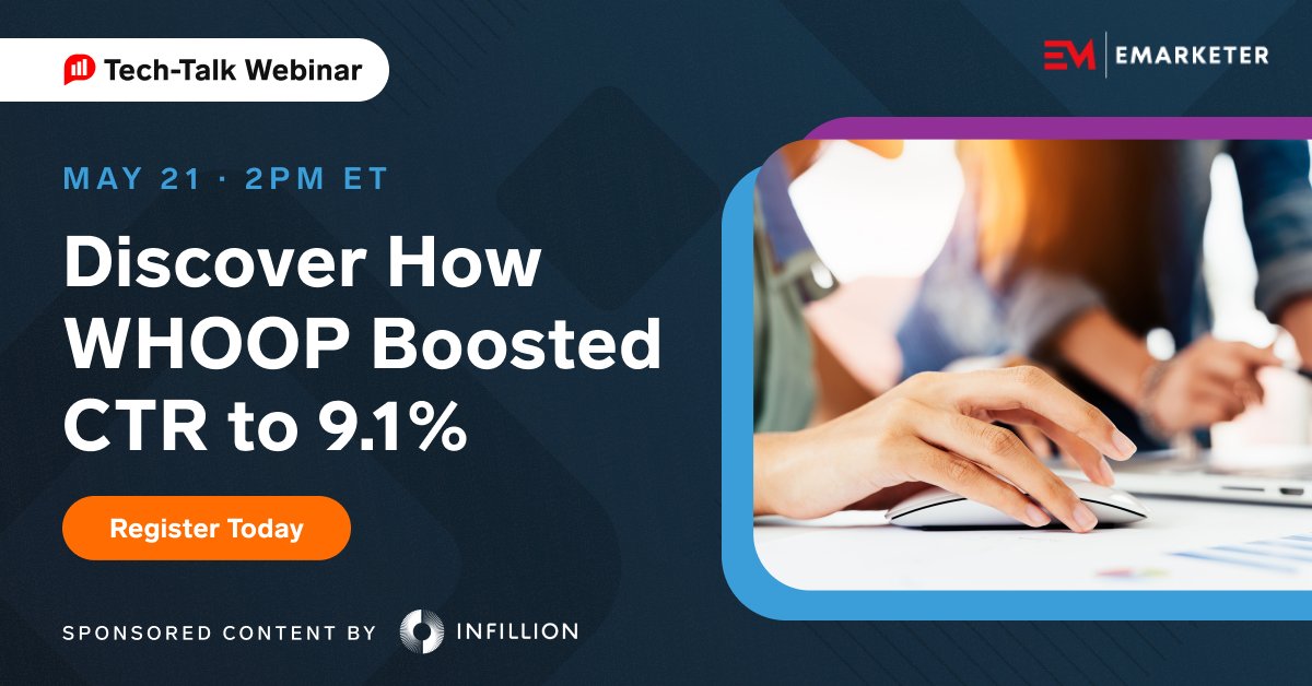 Some brands may be suffering from consumer click fatigue, but not WHOOP. Join us for a live Tech-Talk Webinar, sponsored by @infilliontech, to go behind the scenes to learn the secrets of their success. Register Today: tinyurl.com/4zc6hpux #digitaladvertising