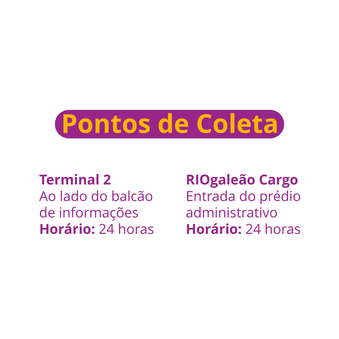 O RIOgaleão está recebendo doações para as vítimas das chuvas no Rio Grande do Sul. 

Para todos que queiram contribuir, nosso foco está nos itens de higiene pessoal e a coleta acontece nos seguintes lugares:

📍 Entrada do prédio administrativo no RIOgaleão Cargo (TECA)

📍 Ao