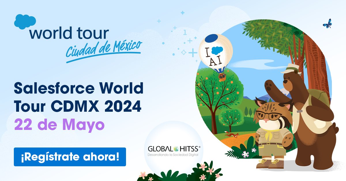 ¡Estamos muy emocionados de estar presentes en el evento Salesforce World Tour México 24 el 22 de mayo! Visítanos y descubre las últimas innovaciones en Inteligencia Artificial. #SalesforceWorldTour #IA 
¡Te esperamos! invite.salesforce.com/worldtourcdmx/