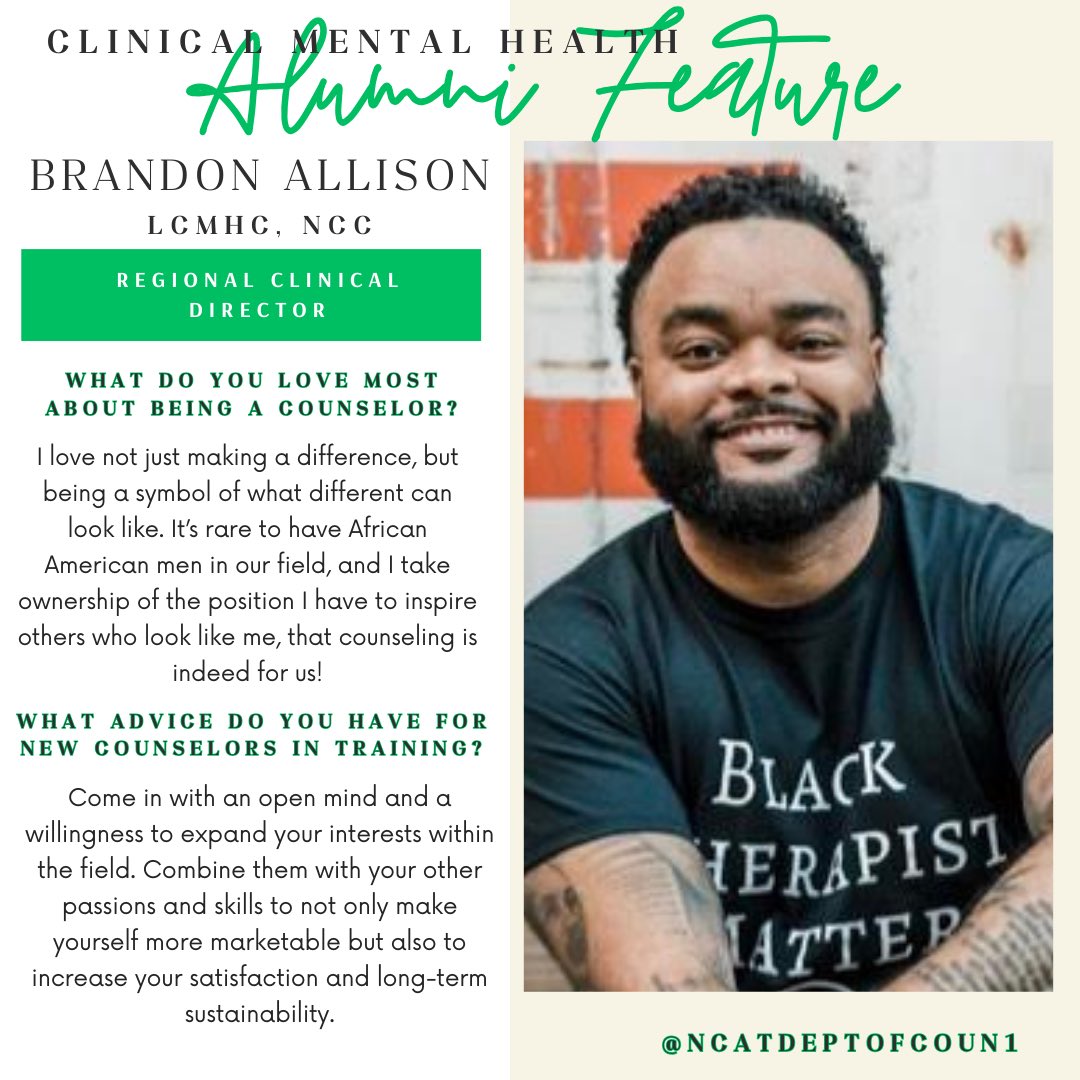 Mental Health Awareness Month is still going strong! Let’s give a big #aggiepride welcome to Brandon Allison, alumni from the Clinical Mental Health Program!