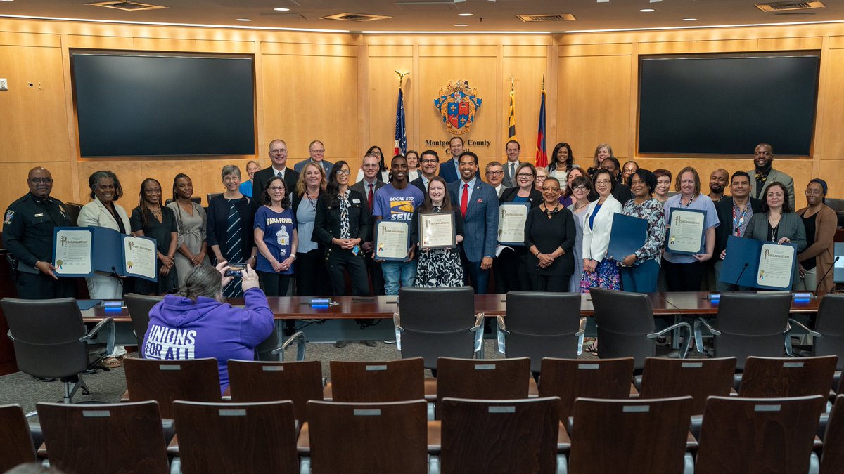 The Council's Education and Culture Committee, led by Chair @CMJawando and Councilmembers @albornoz_gabe and @CMKristinMink, presents a proclamation recognizing Education Appreciation Week.