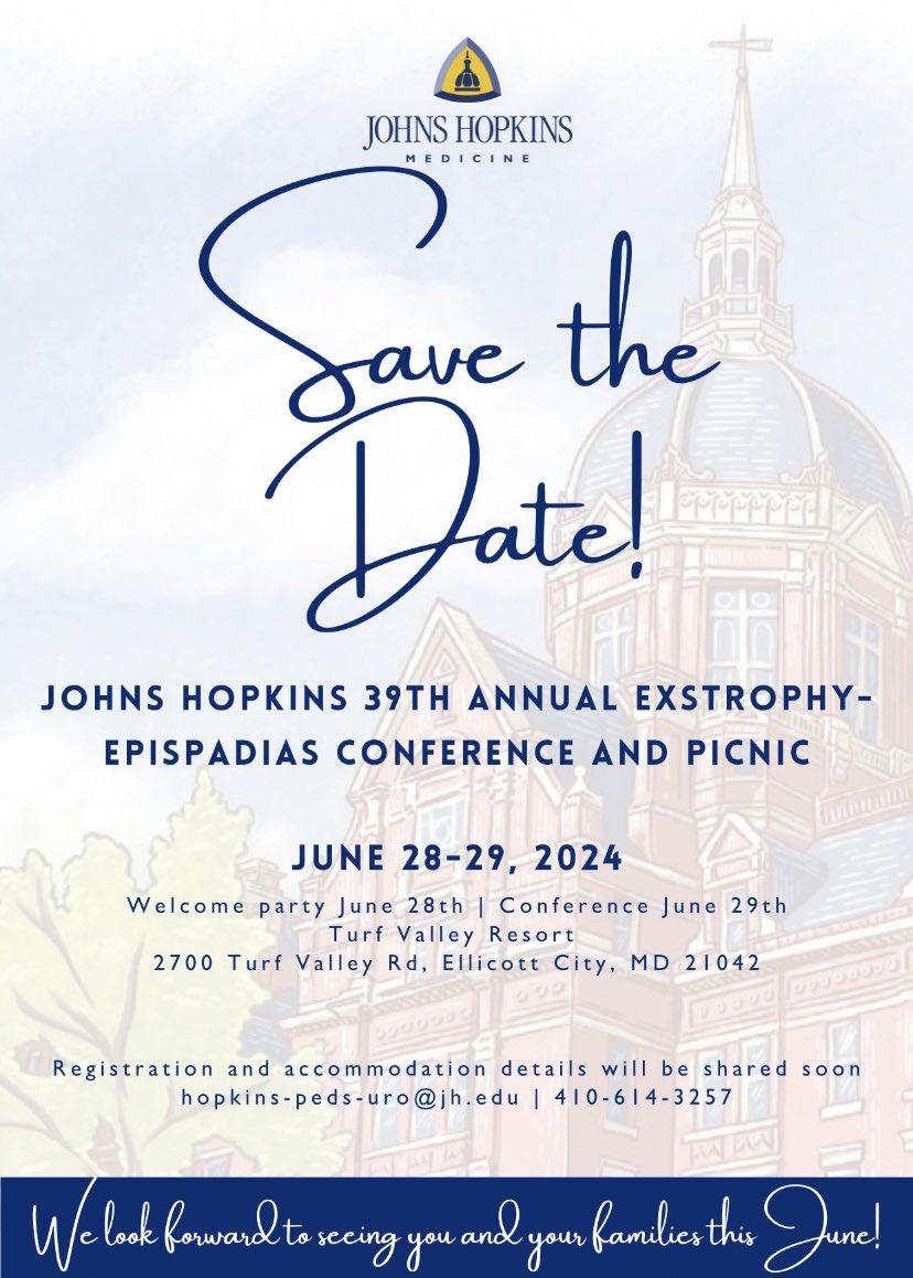 Save the Date! Calling all exstrophy-epispadias patients and families for an exciting day of learning and forming connections within the EEC community. Learn more @ jhbeepicnic.com