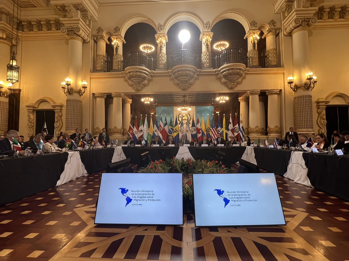 Participando en la Reunión Ministerial sobre la Declaración de Los Ángeles organizada por Guatemala: la cooperación regional en tema migratorio es crucial, con atención al fortalecimiento de la capacidad de los Estados y a la creación de oportunidades para refugiados y migrantes.