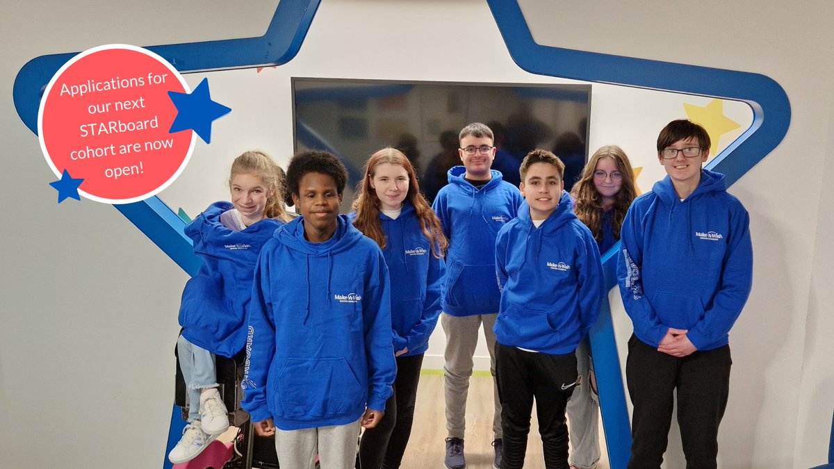 We’re thrilled to share that applications for our next STARboard cohort are open! If you’re aged 14-18 and have had your wish granted in the past two years, we'll be reaching out to your parent or legal guardian with instructions on how to apply via email ⭐ #MakeAWishUK