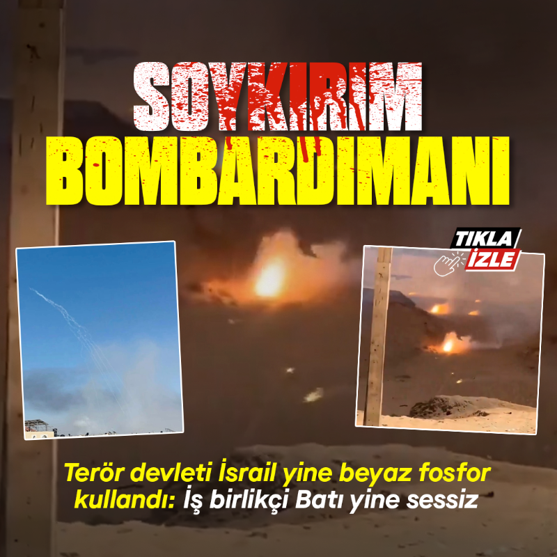 yenisafak's tweet photo. Katil İsrail, kullanılması savaş suçu kabul edilen yasaklı fosfor bombalarıyla Refah'a saldırıyor. #getoutofrafah