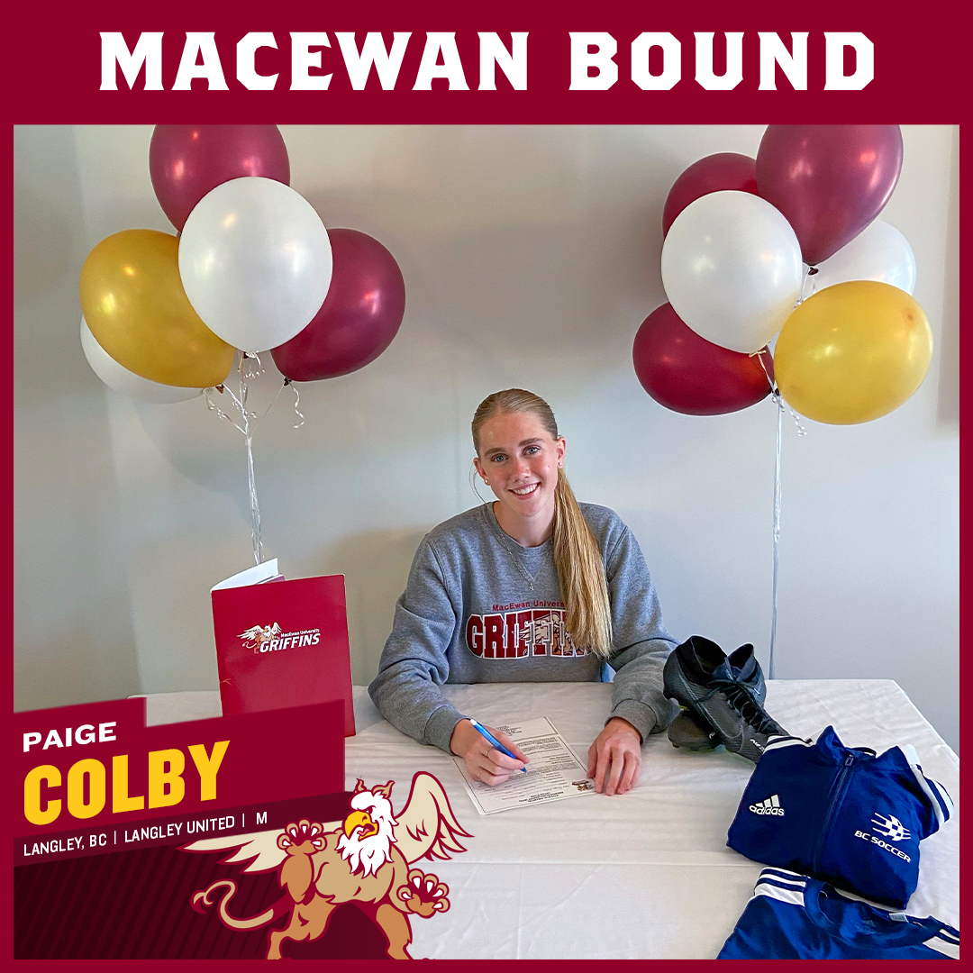 W⚽️| RECRUIT Versatile enough to play all three midfield positions, talented @langley_united Team BC @1BCSoccer product Paige Colby is primed to make an impact for @GriffinsSoccer in 2024-25. Welcome to @MacEwanU! #GriffNation STORY➡️macewangriffins.ca/sports/wsoc/20…