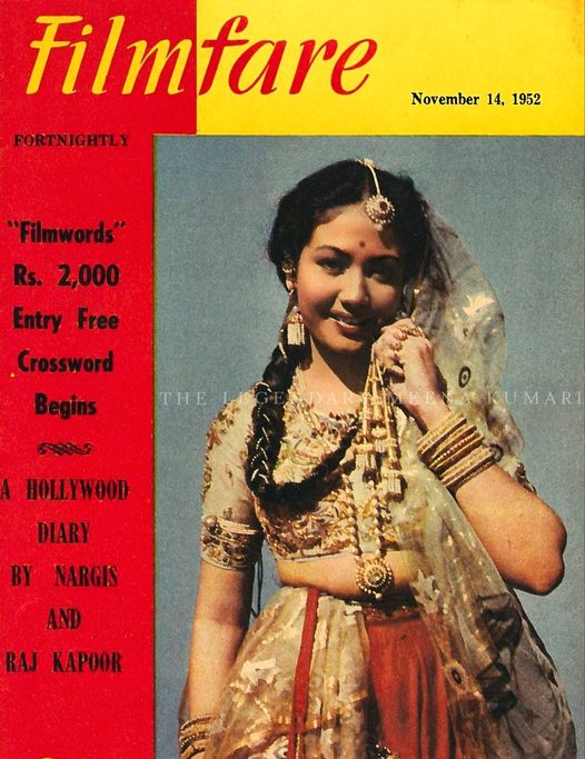 19 year old #Meenakumari appears on her very first cover page of #Filmfare !