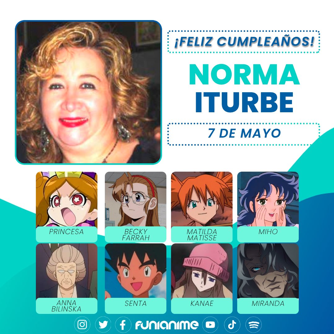 🥳🎈¡Muchas felicidades a la actriz de doblaje Norma Iturbe por su cumpleaños!🎈🥳
Esperamos que pase un lindo día.✨