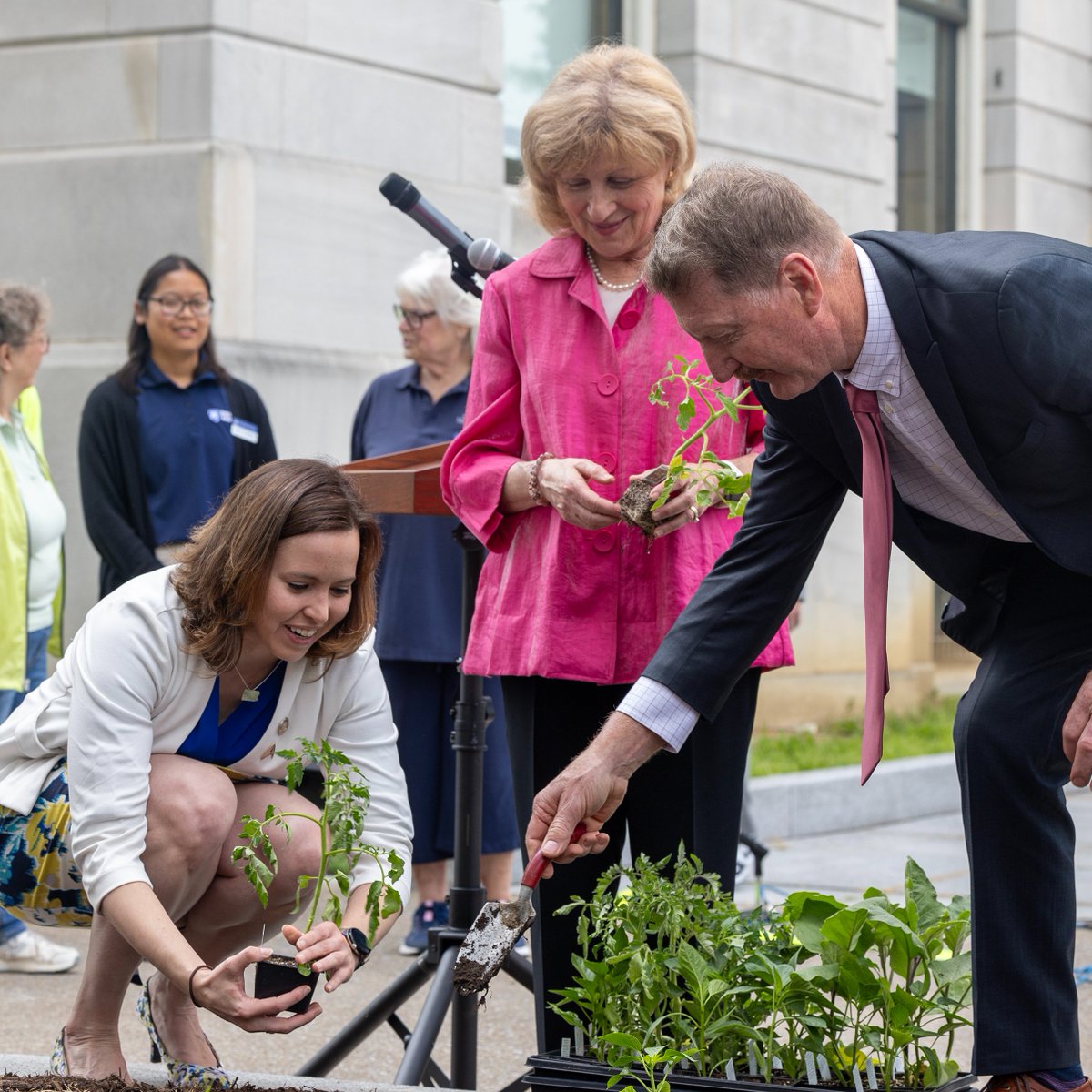 Today begins the 14th season of the Capitol Hunger Garden! In honor of this, we hosted a press conference and helped plant the garden's first vegetables of the season! View full press conference: bit.ly/4ds9Qon