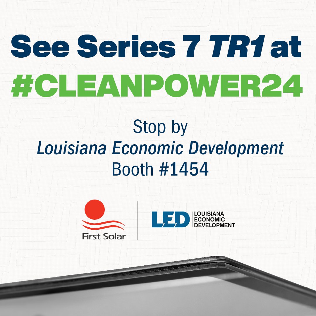 First Solar is investing $1.1 billion to build its fifth fully vertically integrated factory in the United States. Located in Iberia Parish, Louisiana, the factory is expected to create over 700 new direct manufacturing jobs in the state. Visit representatives of @LEDLouisiana