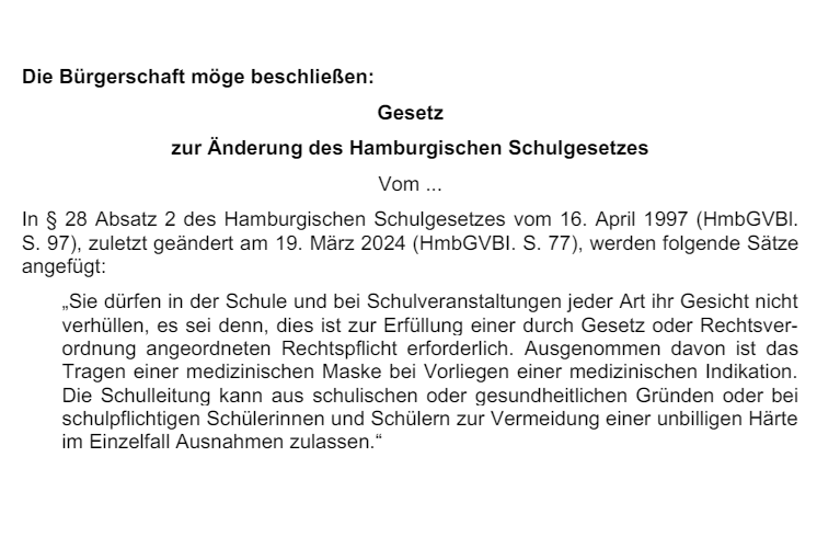 Sehr geehrter Bürgermeister @TschenPe, sehr geehrte Schulsenatorin Bekeris @hh_bsb, sehr geehrte Abgeordnete der Bürgerschaft in #Hamburg,
bitte beschließen Sie die Änderung des Schulgesetzes am 15.5. nicht in dieser👇Form, denn das käme einem #Maskenverbot an Schulen gleich🧵
1/