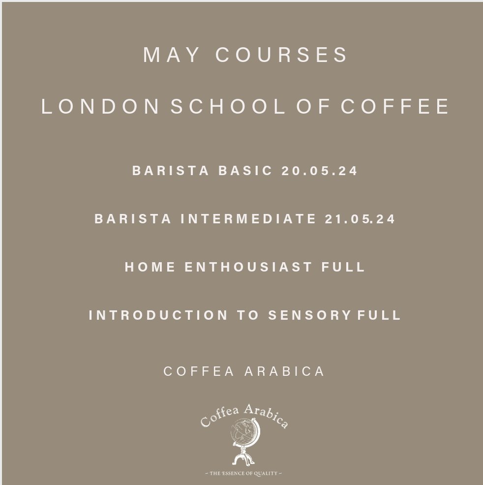 Coffea Arabica Courses ⁠
in London @londonschoolofcoffee - May
⁠⁠
#baristatraining #specialitycoffee #sensory #latteart #Kent #Ramsgate #Broadstairs #Margate #Canterbury #London⁠