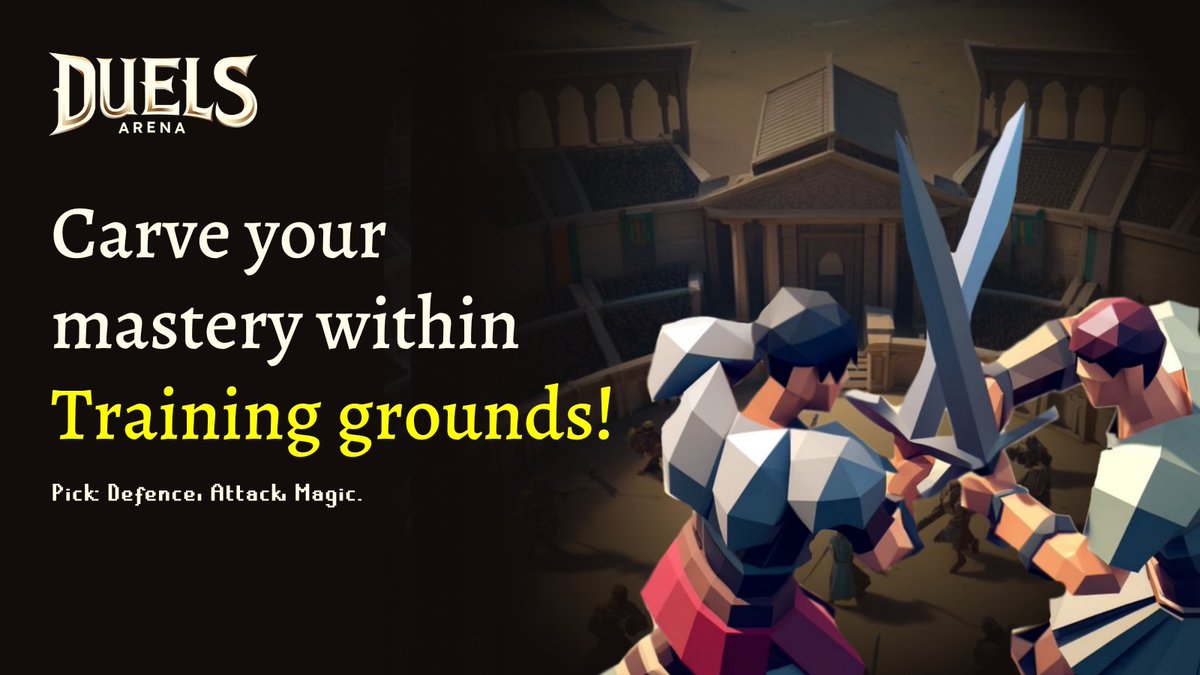 Venture into #DuelsArena Training Grounds ⚔️ Train till your stamina depletes or your belly rumbles! Want to keep fighting? Chow down on some food or sip on a stamina potion.🍤⚗️ #Gameplay #GameFi #RetroGaming
