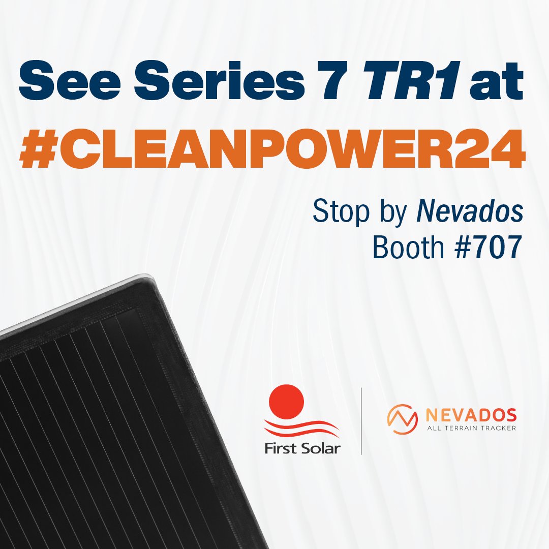 Visit Nevados at booth 707 to see the industry’s most eco-efficient PV solution. Made in America, for America. #AmericanSolar #AmericasSolarWorkers #CLEANPOWER24