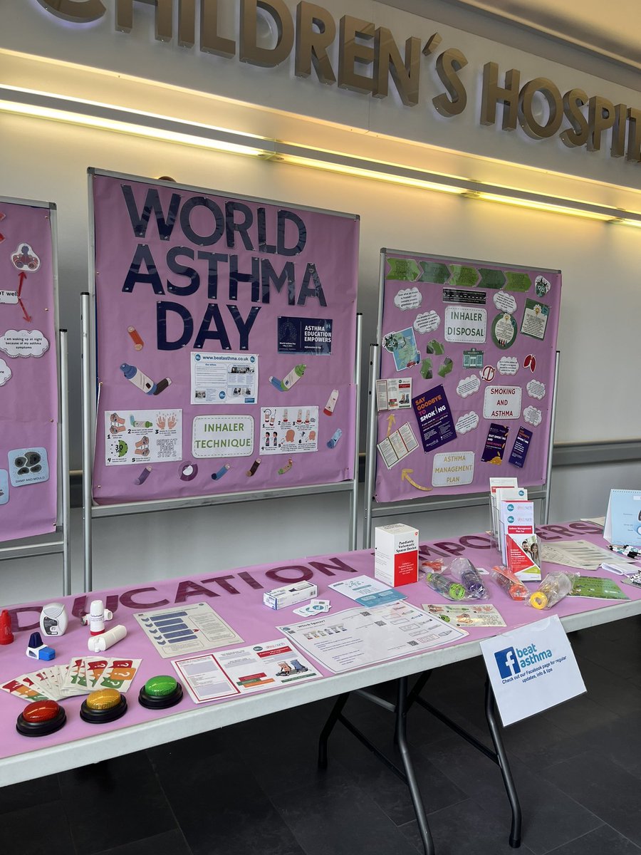 Today is World Asthma Day 🫁 Big shout out to the paediatric respiratory team for the fantastic stall at the RVI entrance today. Raising awareness of asthma triggers, asthma action plans, inhaler technique and correct inhaler disposal @NewcastleHosps