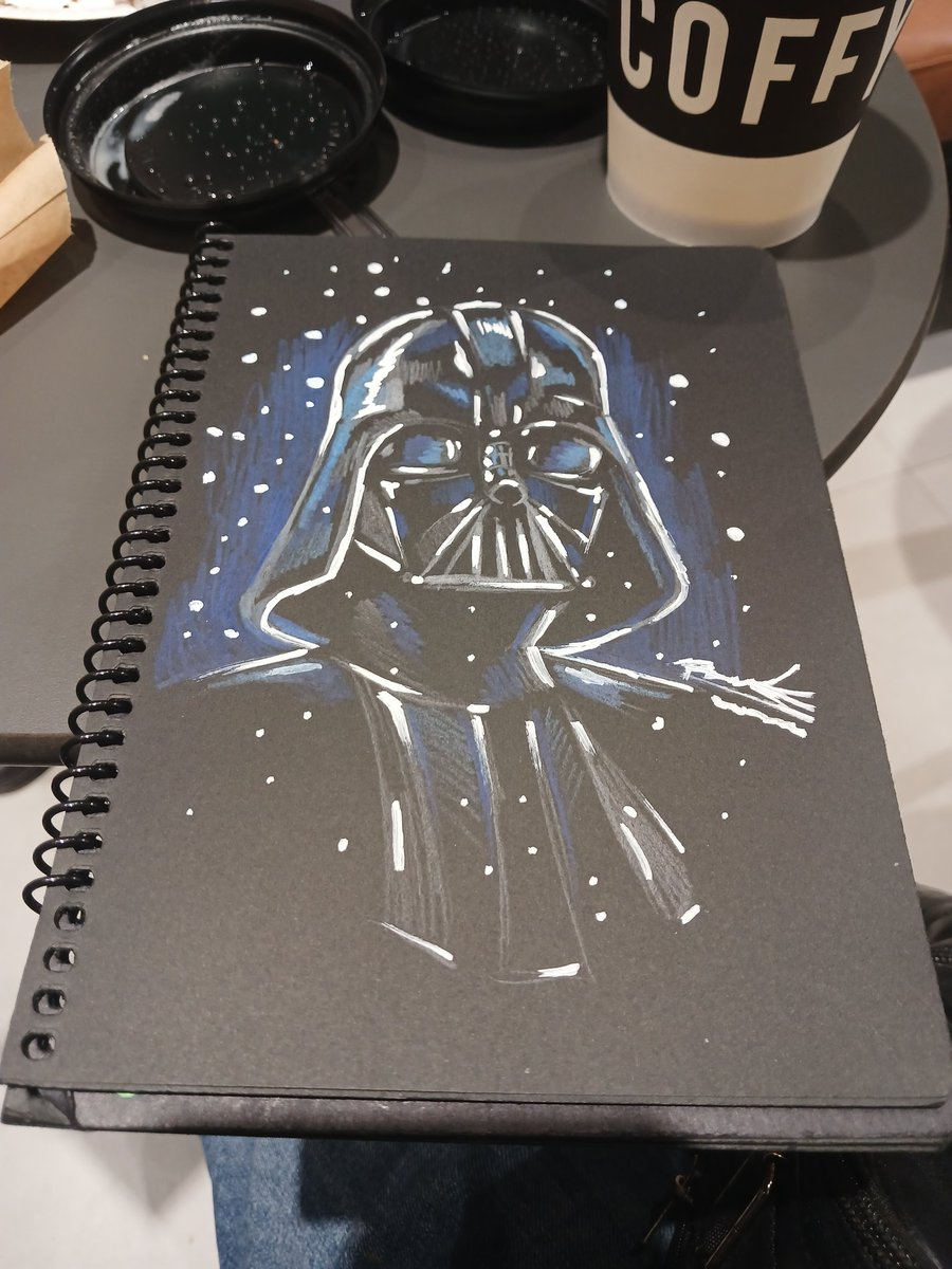 drawing at a coffee shop. Rise Lord Vader #drawing #sketch #Sketching #sketchbook #DarthVader #StarWars #StarWarsDay