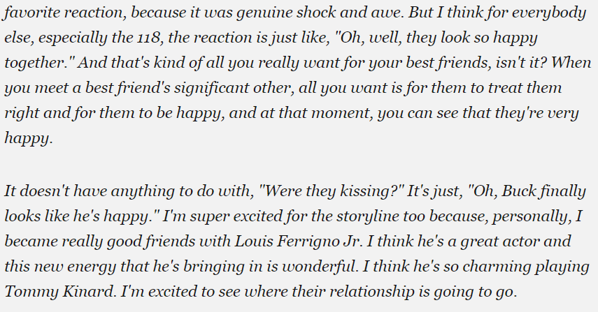 BuckTommy fanclub president Kenneth Choi has spoken again☺️
and he's so right, Buck finally looks happy, and Tommy, too💜