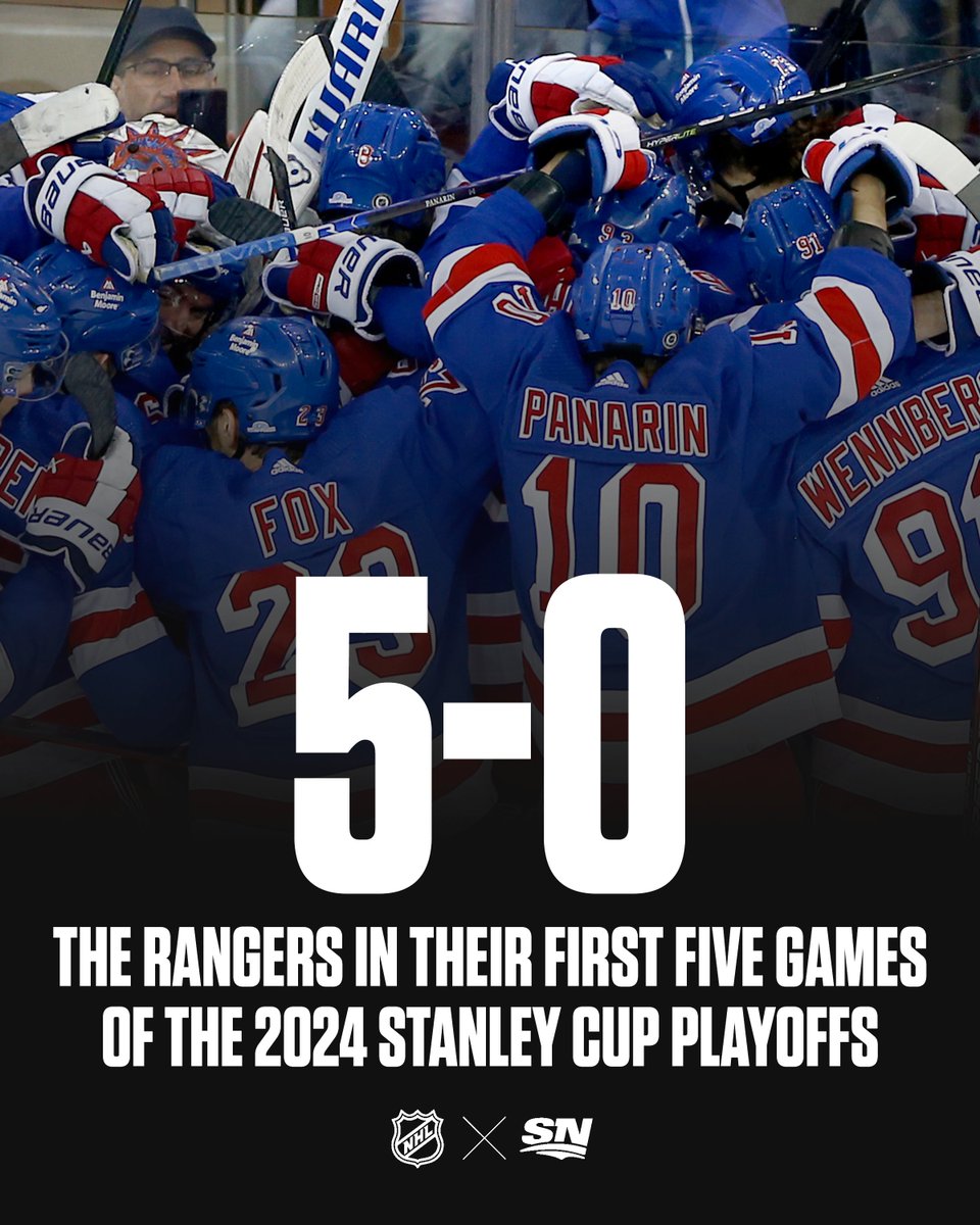 Will the Rangers win a sixth straight #StanleyCup Playoff game tonight? 🗽 Catch Game 2 between New York and Carolina at 7pm ET on Sportsnet or stream on Sportsnet+!