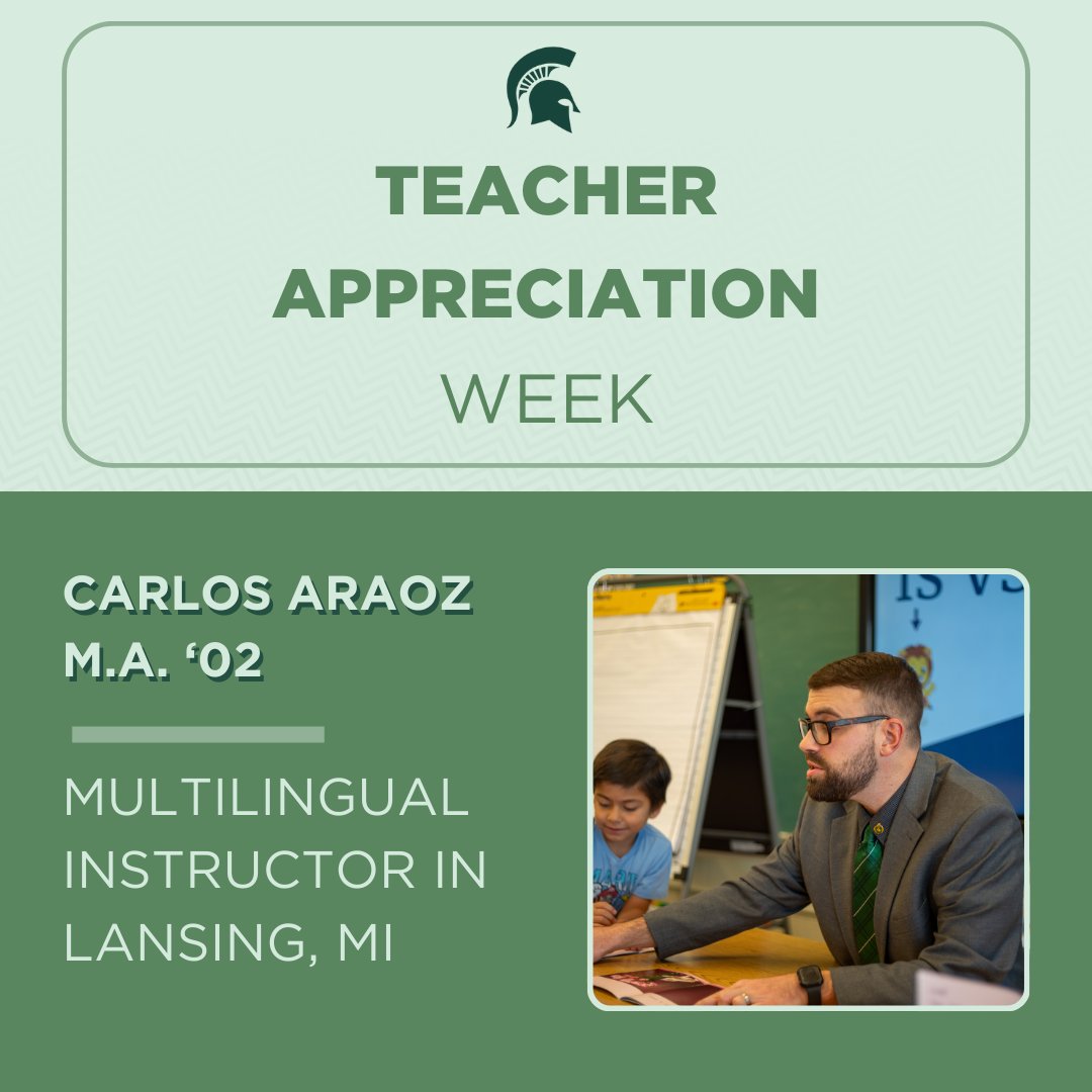 As a multilingual learner teacher at Cumberland Elementary in the Lansing School District, Carlos Araoz blends professionalism and approachability to create a captivating classroom atmosphere! #TeacherAppreciationWeek More: spr.ly/6014jiUdq