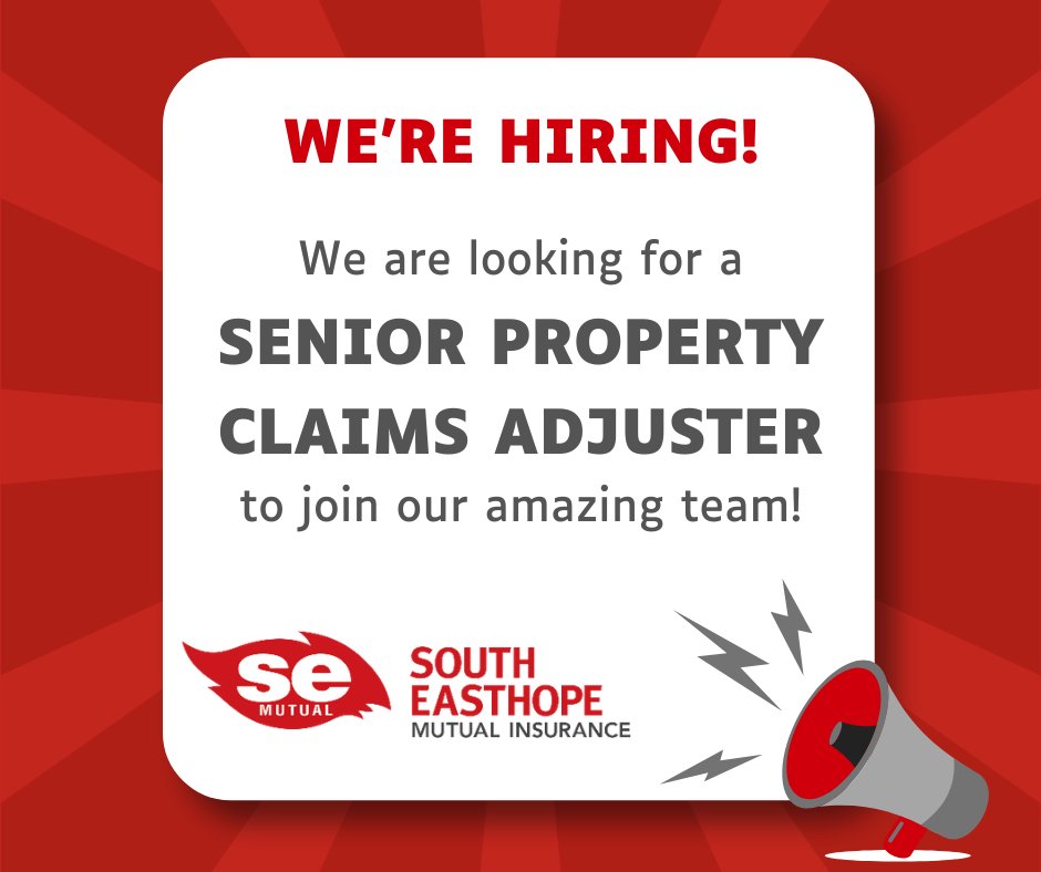 📣📢 We're hiring a Senior Property Claims Adjuster to join our amazing claims team‼️📢
To see the full job description and find out more details, please visit southeasthope.com/careers/
Please share to get the word out! #insurancejobs #mutualinsurance #claimsadjuster