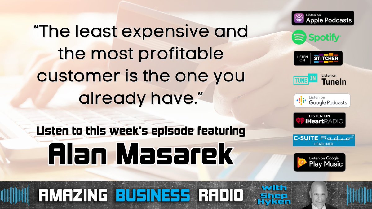 “The least expensive and the most profitable customer is the one you already have.” 

Listen to my conversation with Alan Masarek of @Avaya on the latest episode of #AmazingBusinessRadio.

hyken.com/amazing-busine… #customerservice #customerexperience #AI