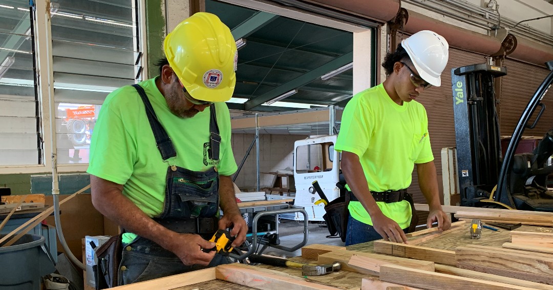 Mastery in the making 🛠️ HCATF pre-apprentices lay down the foundation of skill and precision one frame at a time. 
.
.
#HCATFHawaii  #BuildingFutures #CarpentryCraft