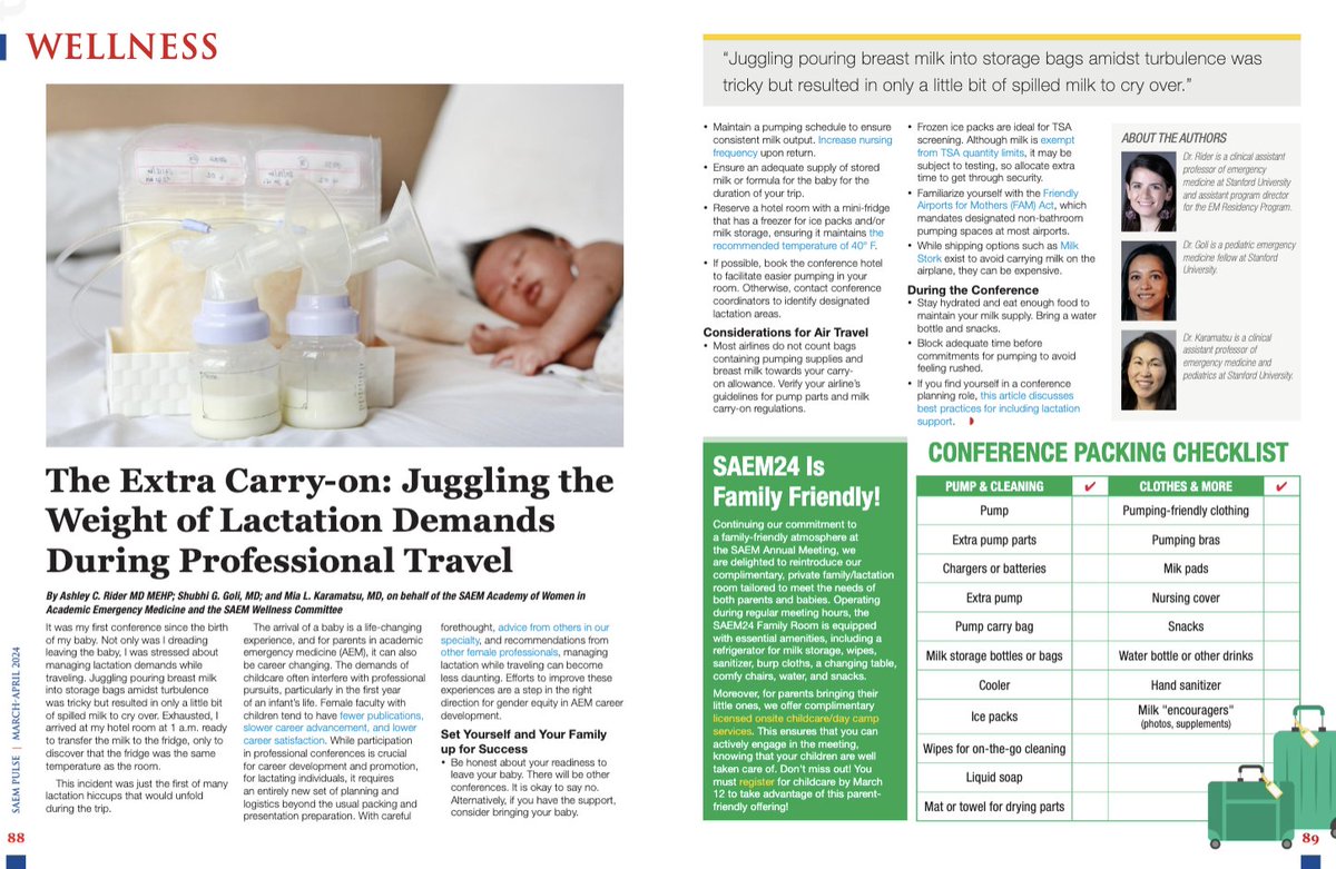 As you gear up for #SAEM24, our @StanfordEMED attendings offer guidelines and tips for juggling the weight of lactation and professional traveling: ow.ly/crA550RnqHW #EMwellness @ac_rider