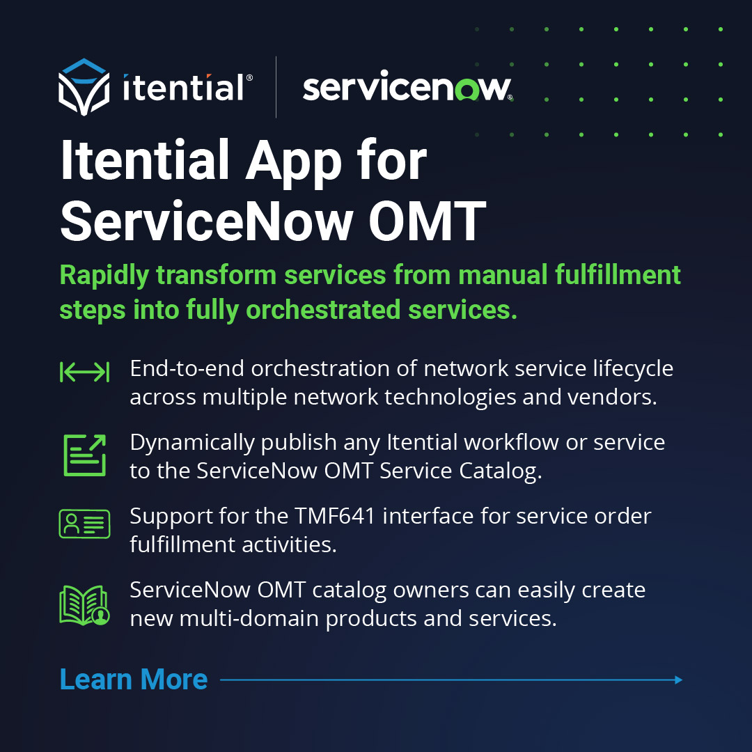 Our new @ServiceNow ecosystem application, Itential for ServiceNow OMT, delivers the fastest path for service providers to migrate service offerings from manual to automated. Learn how it works or stop by our booth 4526 at #Know24 to see a demo: bit.ly/3UOPdeD