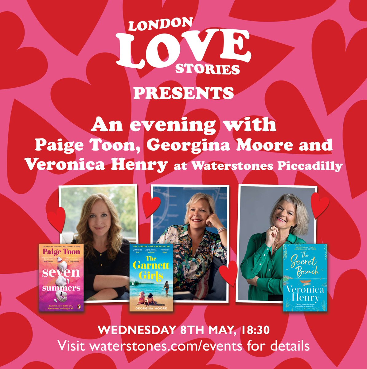 FINAL CALL FOR LOVE ❤ 
London Love Stories presents an evening with Paige Toon, Georgina Moore and Veronica Henry at Waterstones Piccadilly tomorrow night.
🎫 waterstones.com/events/london-…
#RespectRomance
@Waterstonespicc
@publicitybooks
@paigetoonauthor
@veronica_henry