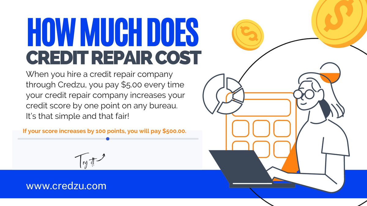 credzu's tweet image. Confused about credit repair pricing? At Credzu, you only pay when your score improves! No monthly fees, flat fees, or pay per delete. Just results! Visit buff.ly/3UATNNs to find out more. #Credzu #CreditScoreBoost