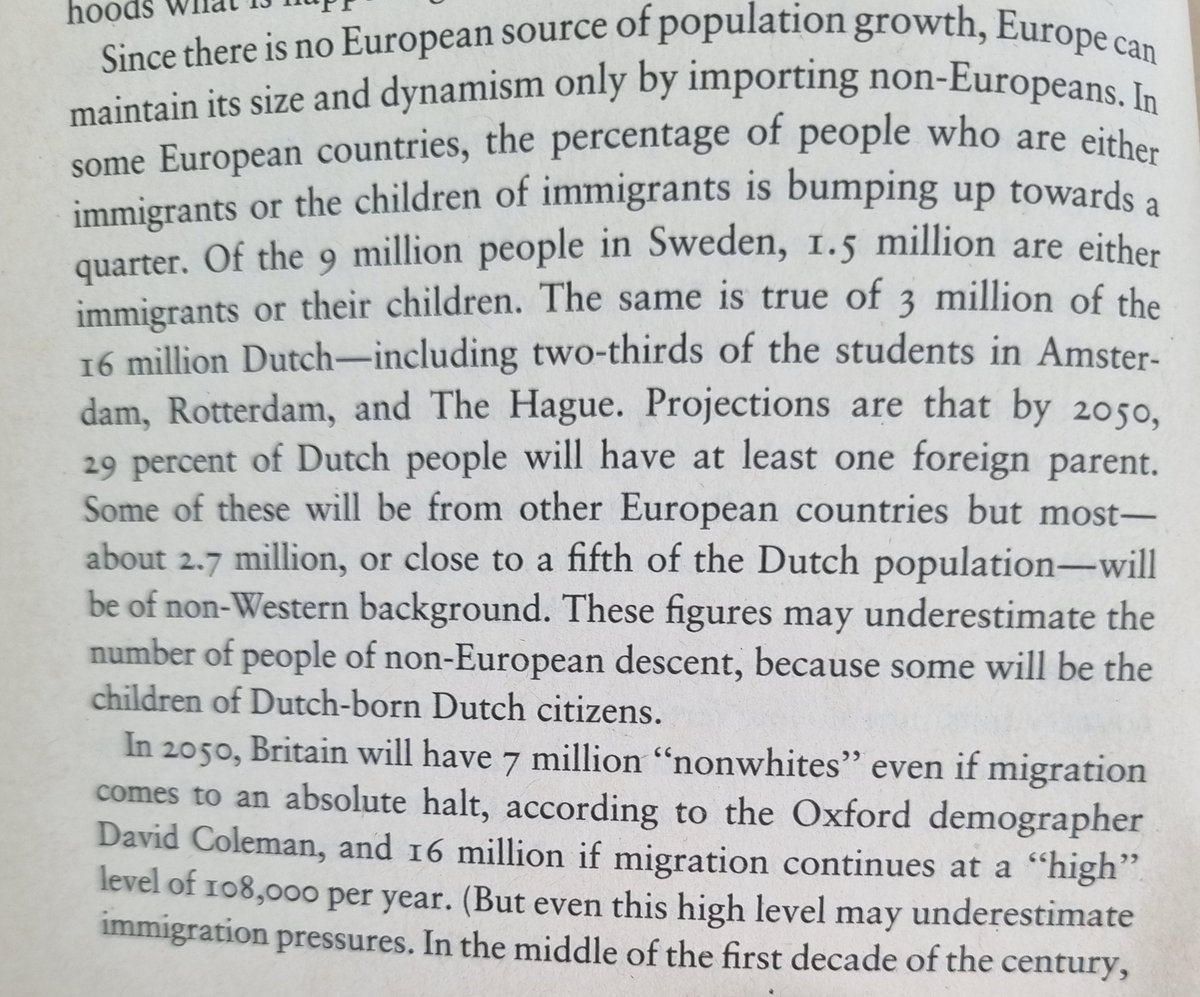 'In 2050, Britain will have 7 million 'nonwhites' even if migration comes to an absolute halt... and 16 million if migration continues at a 'high' level of 108,000 per year.' - Christopher Caldwell's 2009 book on Islamic mass migration to Europe. In 2022, 745,000 came to Britain…