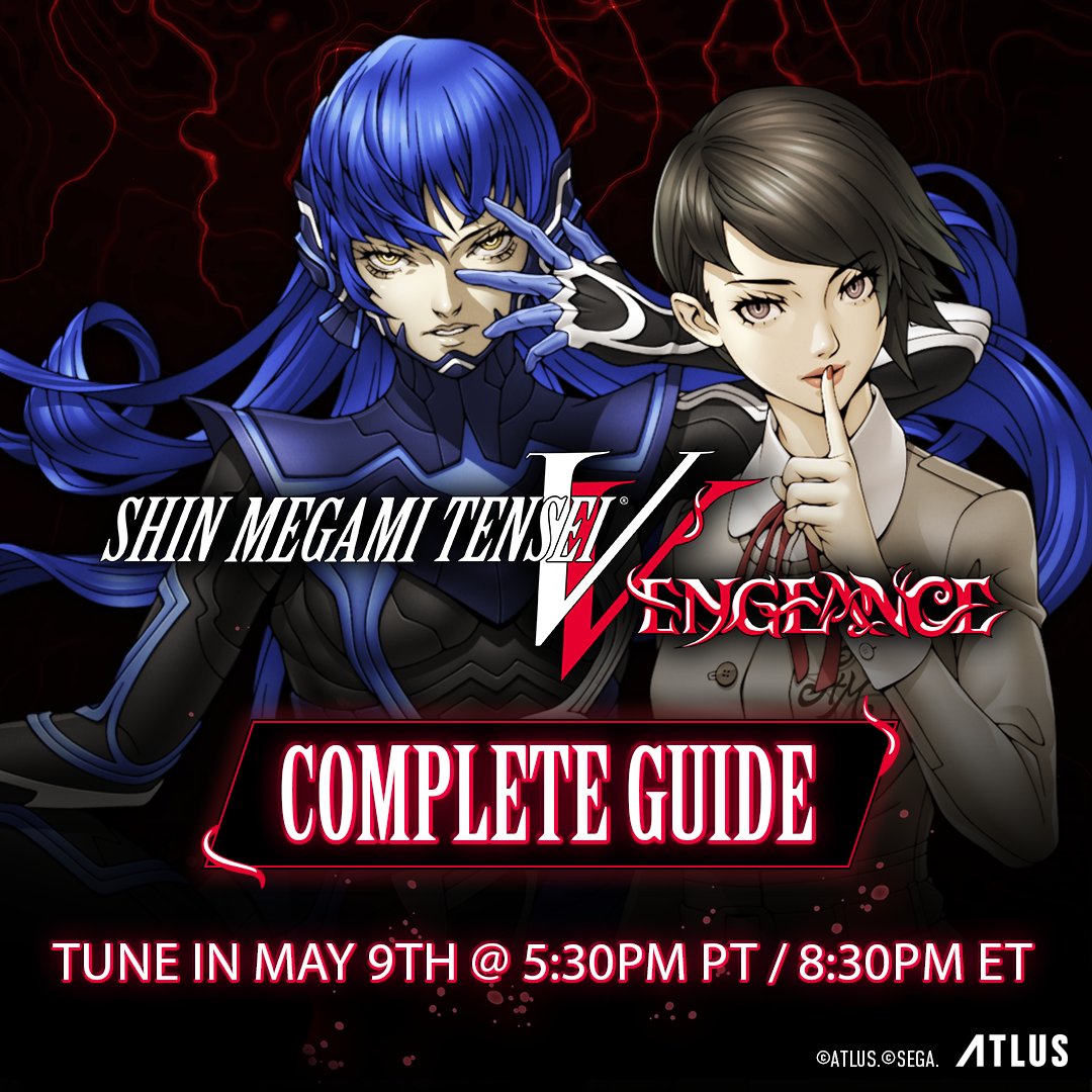 Join us this Thursday on YouTube for the Shin Megami Tensei V: Vengeance 'Complete Guide': An overview of the features and enhancements you can expect in the upcoming release!

📆 Thu, May 9
🕠 5:30pm PT
🕣 8:30pm ET